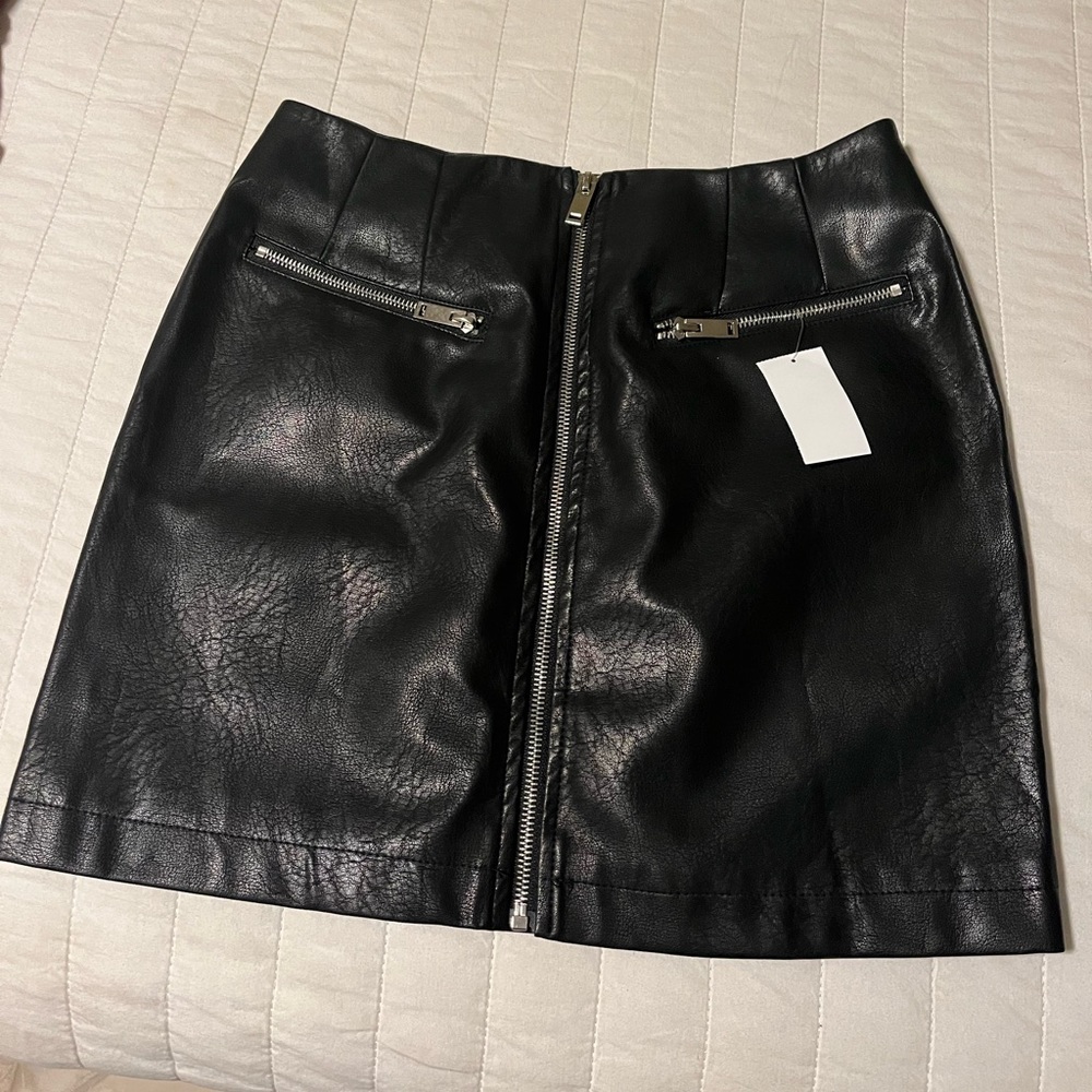 Black leather skirt